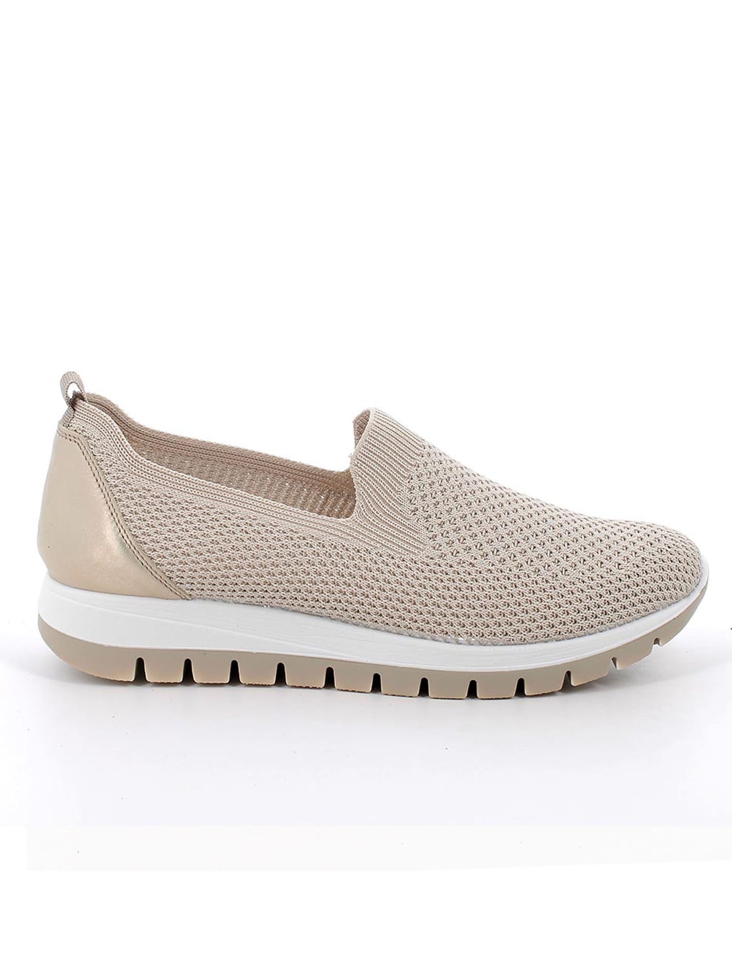 Mocassino con zeppa in pelle e tessuto crema da donna IGI&CO