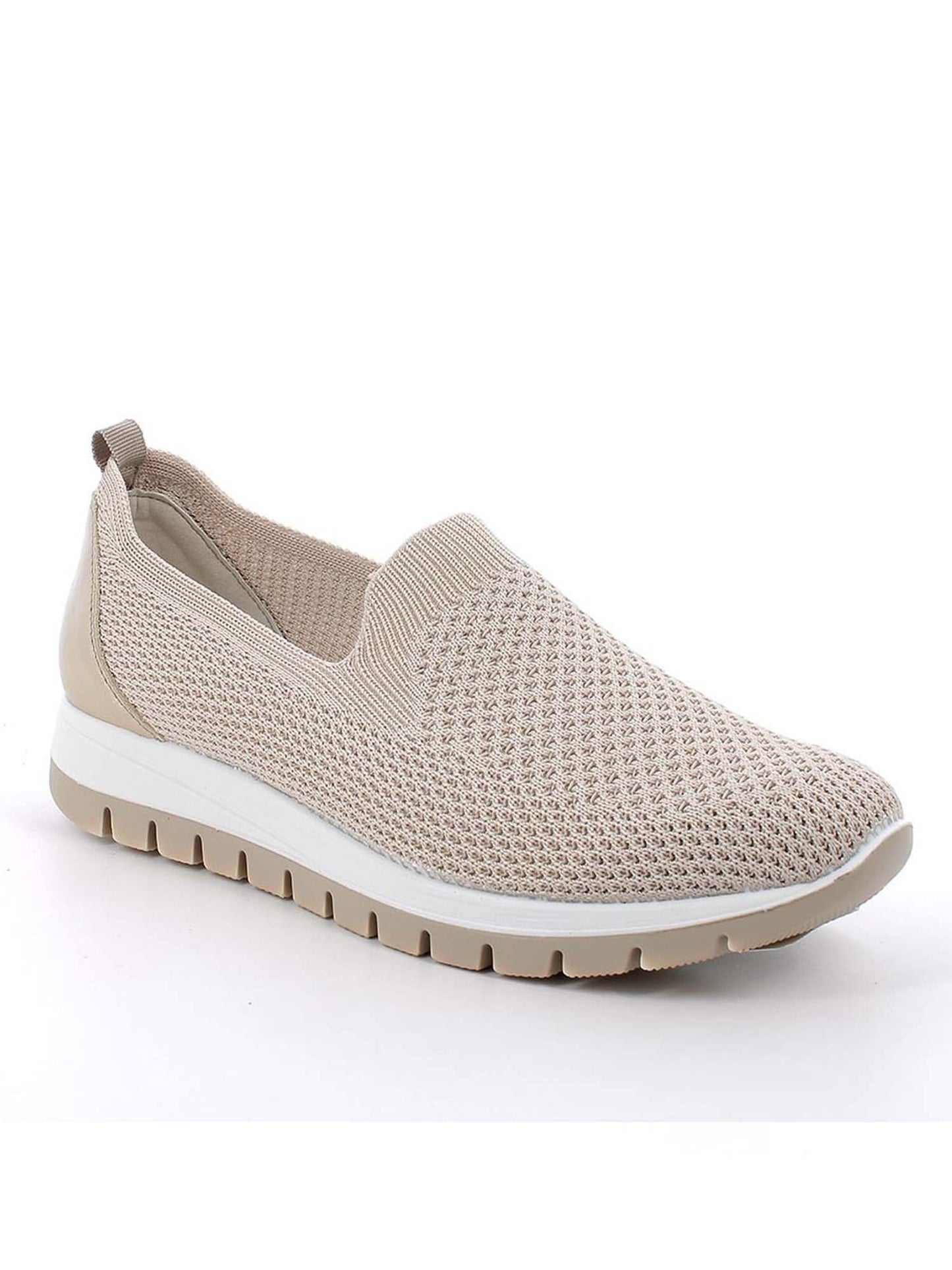 Mocassino con zeppa in pelle e tessuto crema da donna IGI&CO