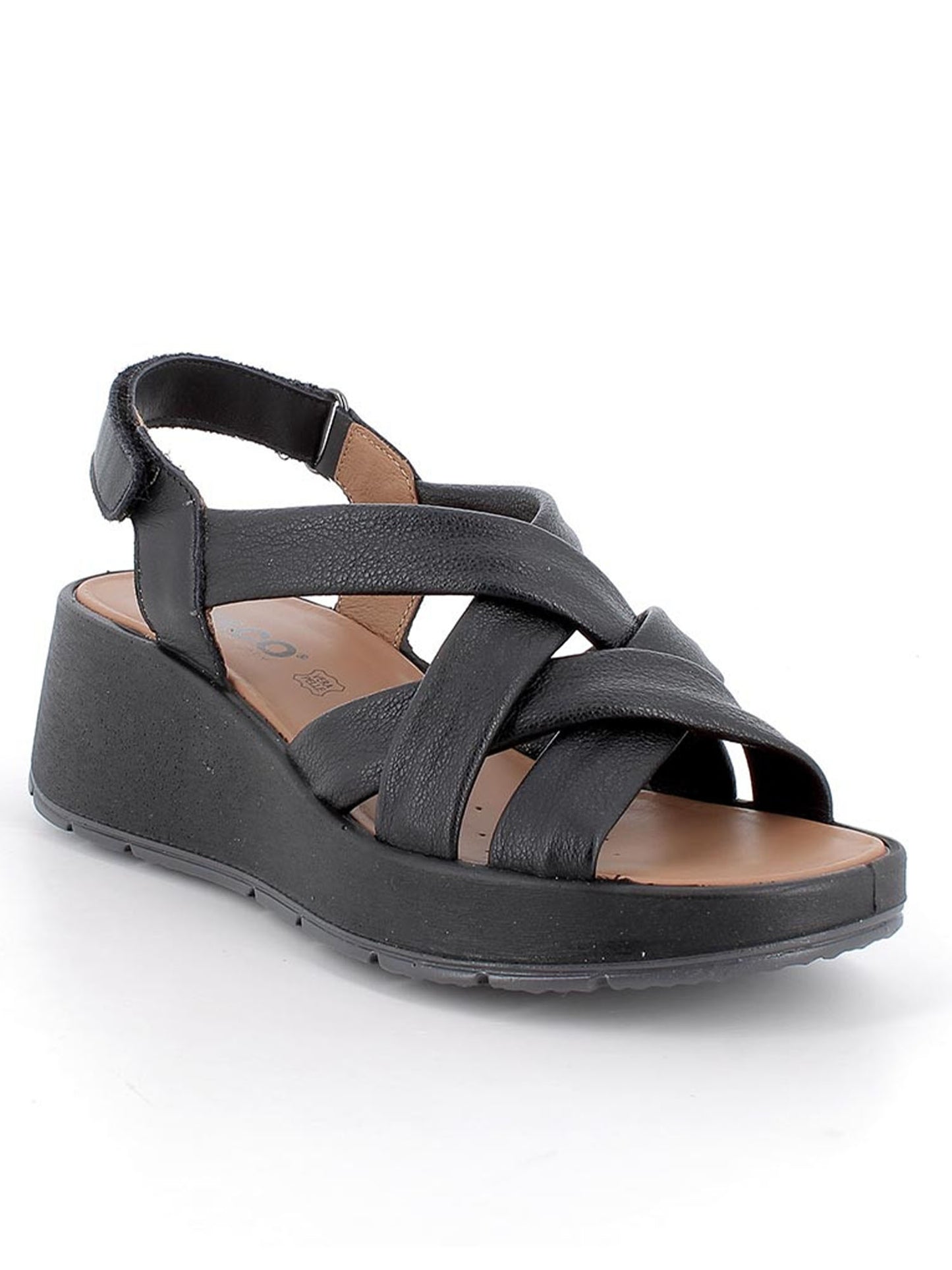 Sandalo nero da donna Igi&Co Carola con zeppa comoda ed elegante