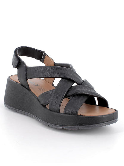 Sandalo nero da donna Igi&Co Carola con zeppa comoda ed elegante