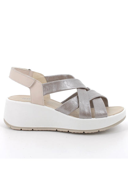 Sandalo con zeppa Carola in pelle grigia da donna Igi&Co