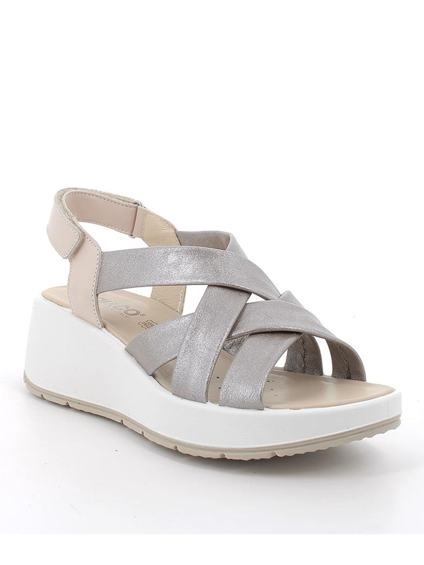 Sandalo con zeppa Carola in pelle grigia da donna Igi&Co