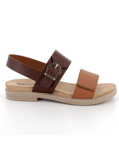 Sandalo Stella in pelle marrone senza tacco da donna