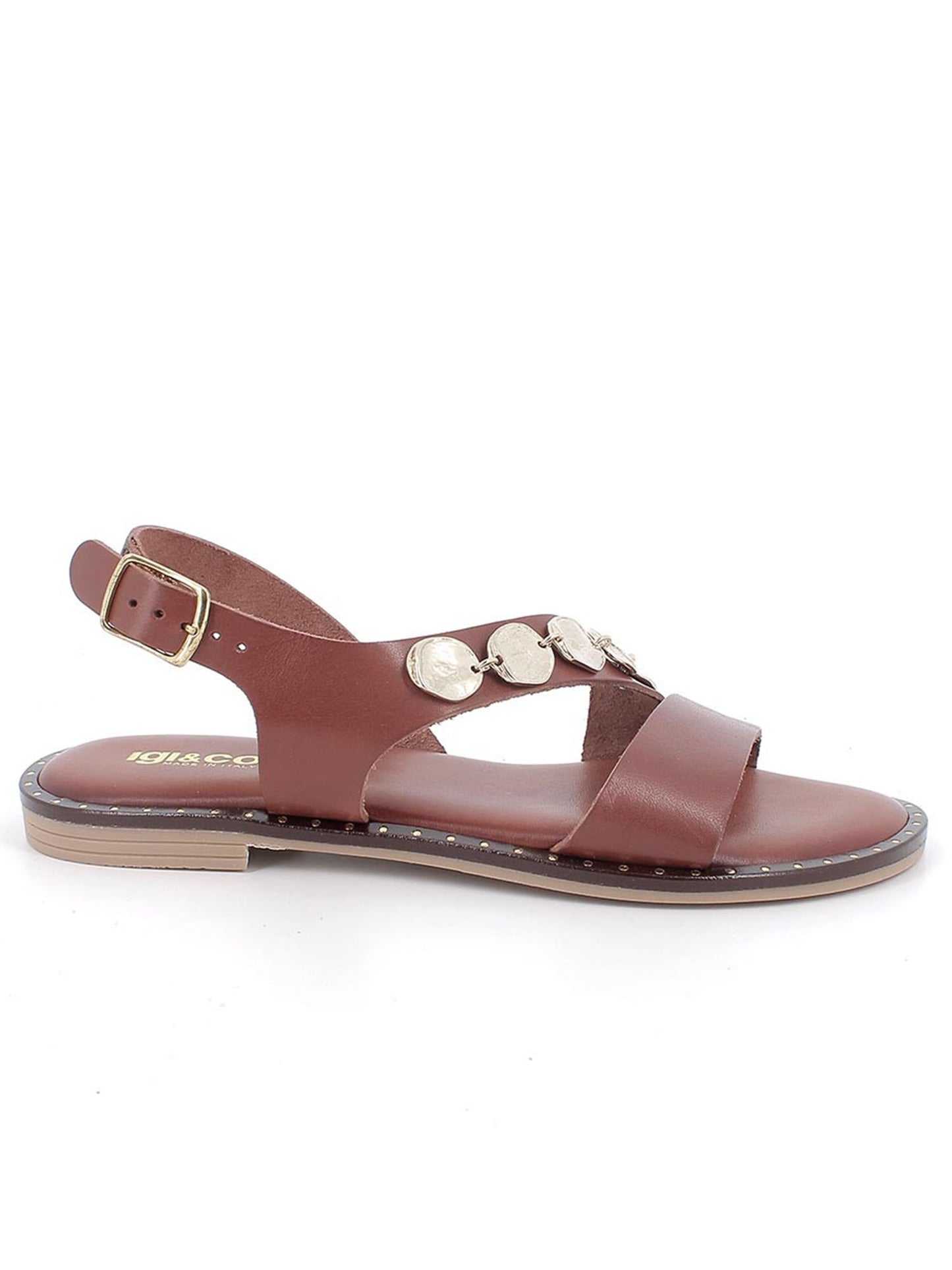 Sandali da uomo Igi&Co in pelle marrone con cinturino regolabile