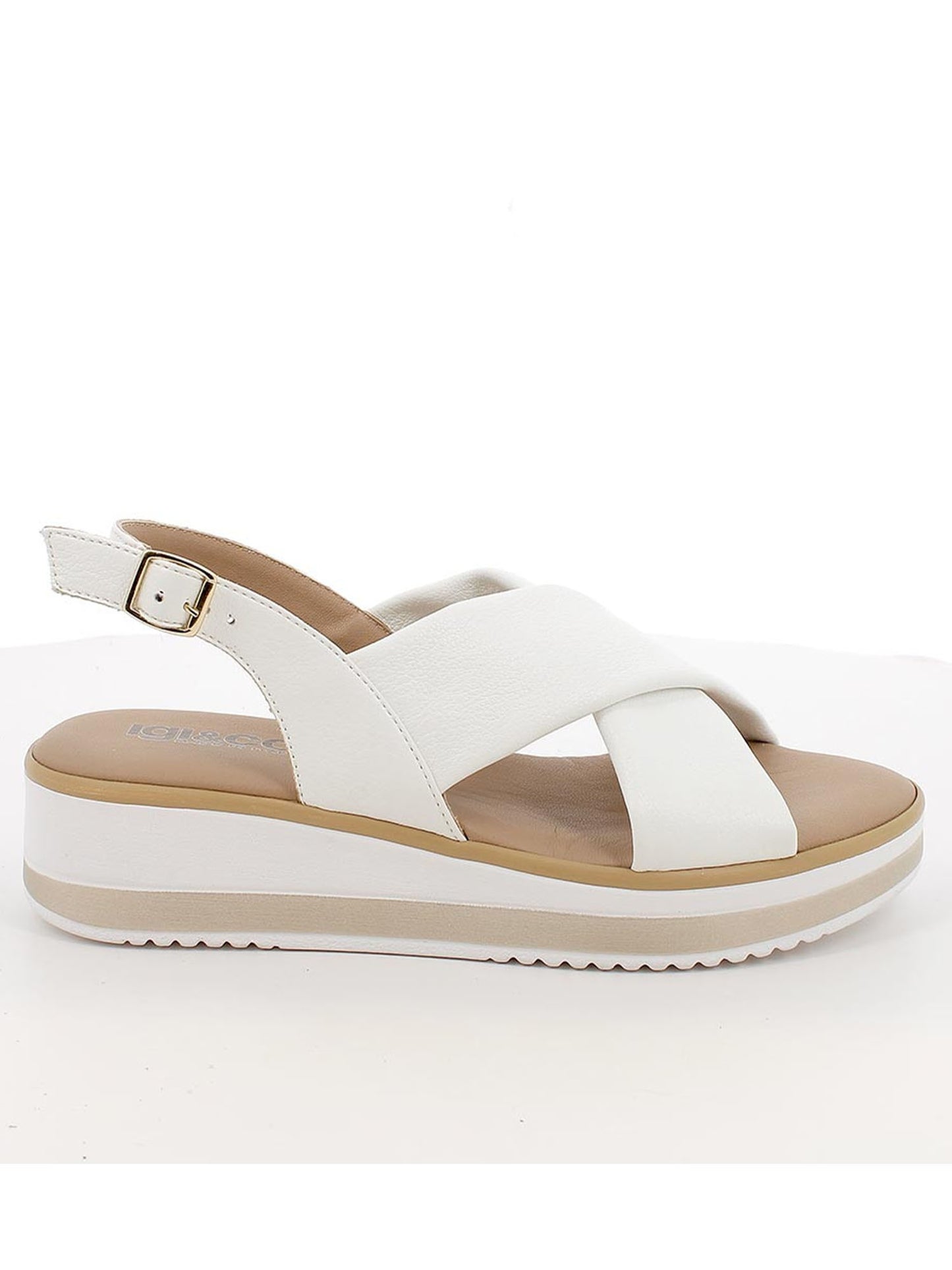 Sandalo Patricia IGI&CO con zeppa bianco da donna, elegante e casual