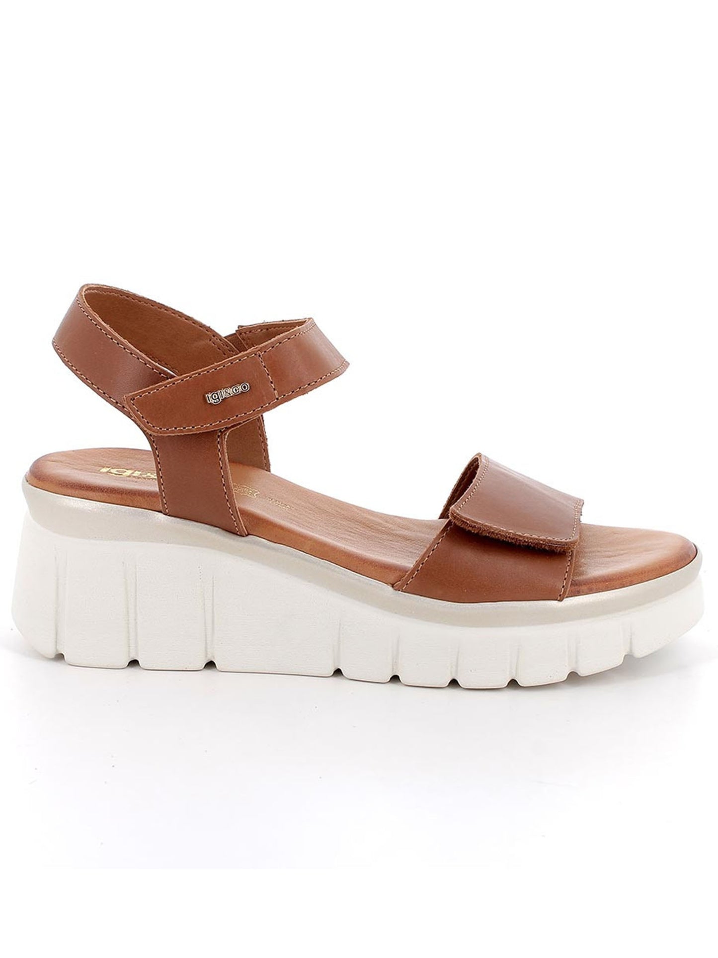 Sandalo donna Igi&Co Beraal con zeppa marrone in pelle