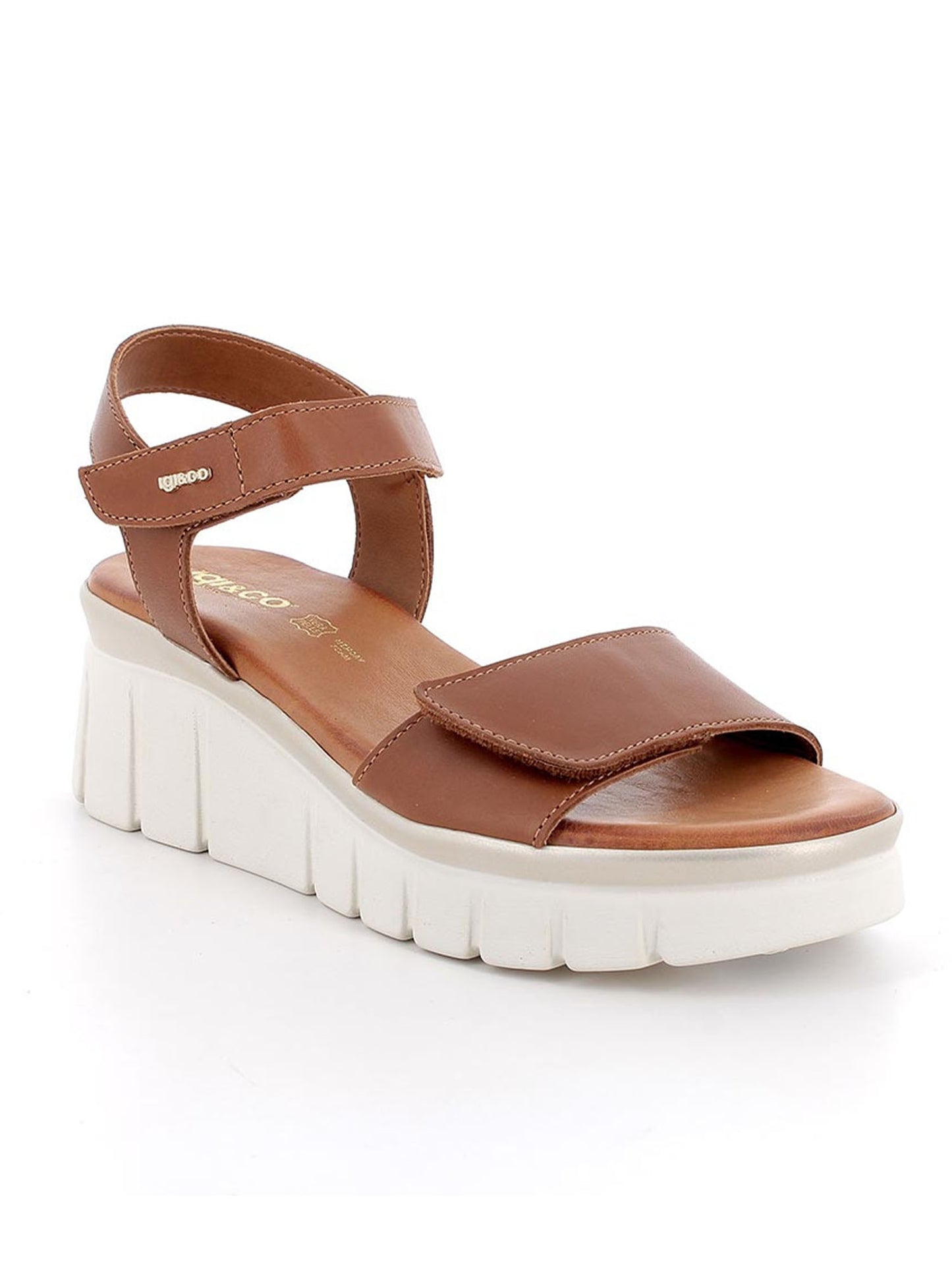 Sandalo donna Igi&Co Beraal con zeppa marrone in pelle
