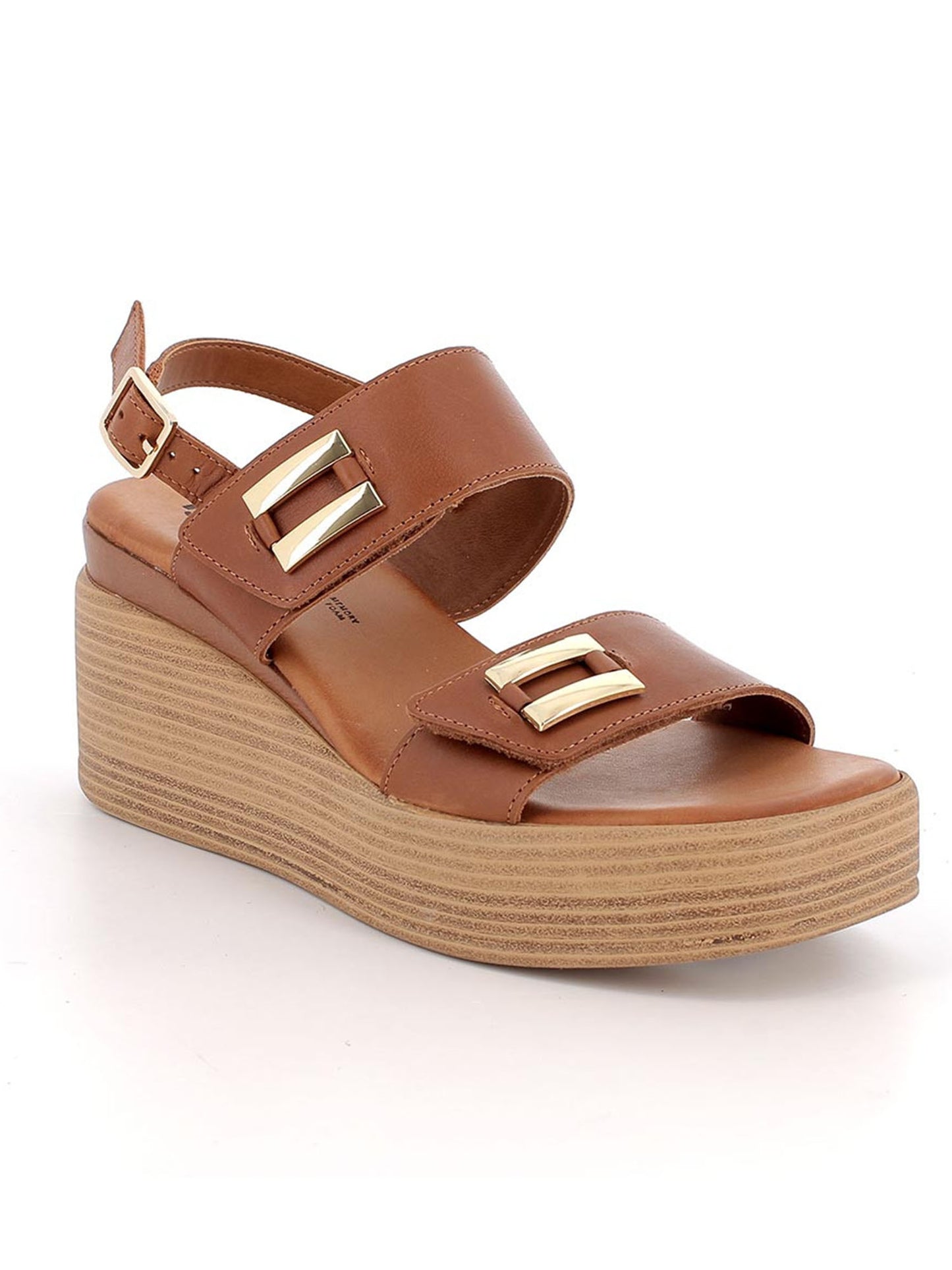 Sandali zeppa Emily di Igi&Co in pelle marrone donna