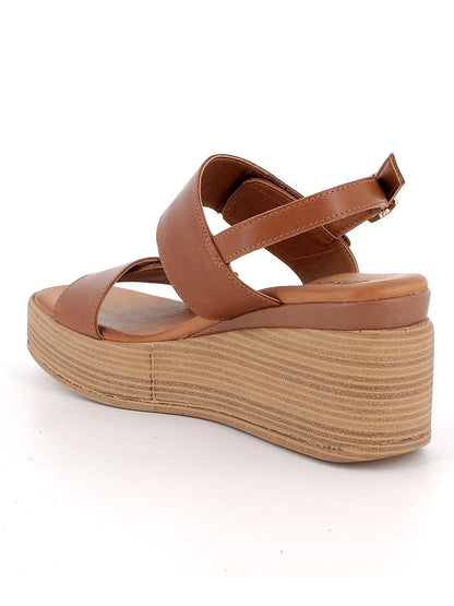 Sandali zeppa Emily di Igi&Co in pelle marrone donna
