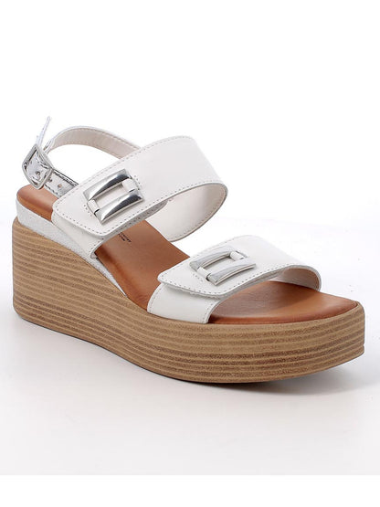 Sandali con zeppa Emily in pelle bianca da donna Igi&Co