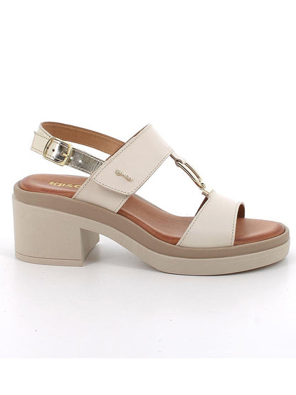 Sandali Simona da donna beige con tacco a blocco by Igi&Co