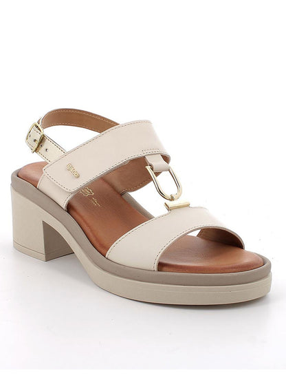Sandali Simona da donna beige con tacco a blocco by Igi&Co
