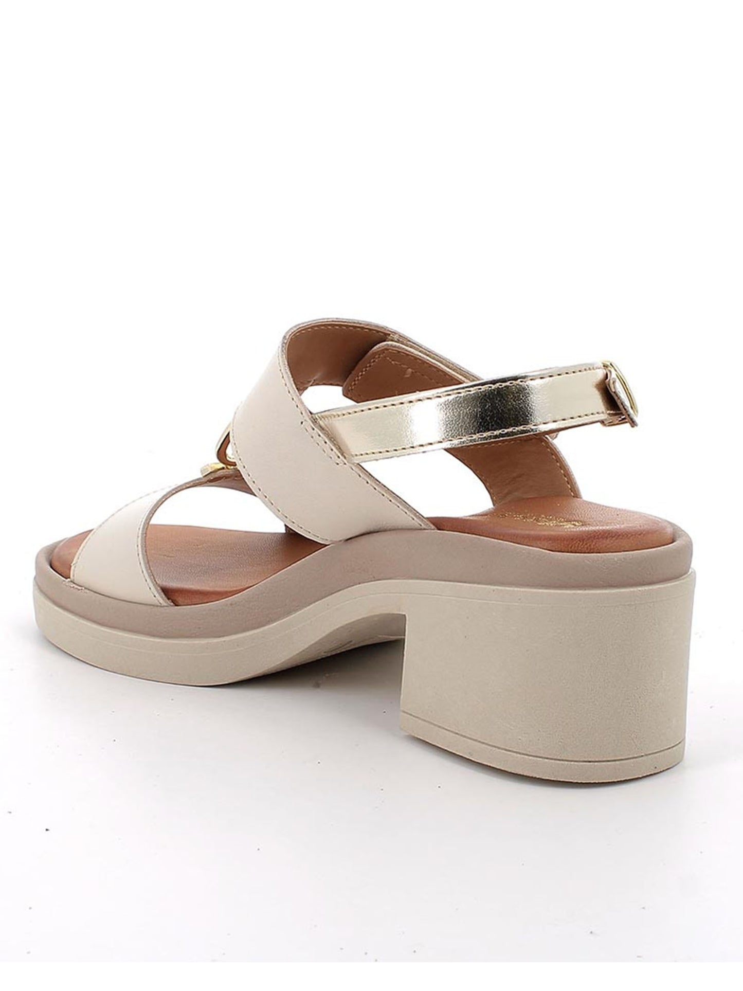 Sandali Simona da donna beige con tacco a blocco by Igi&Co