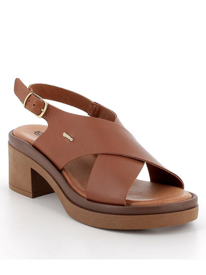 Sandalo Simona Igi&Co in pelle marrone con tacco a blocco da donna