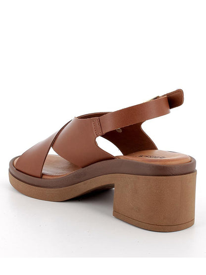 Sandalo Simona Igi&Co in pelle marrone con tacco a blocco da donna