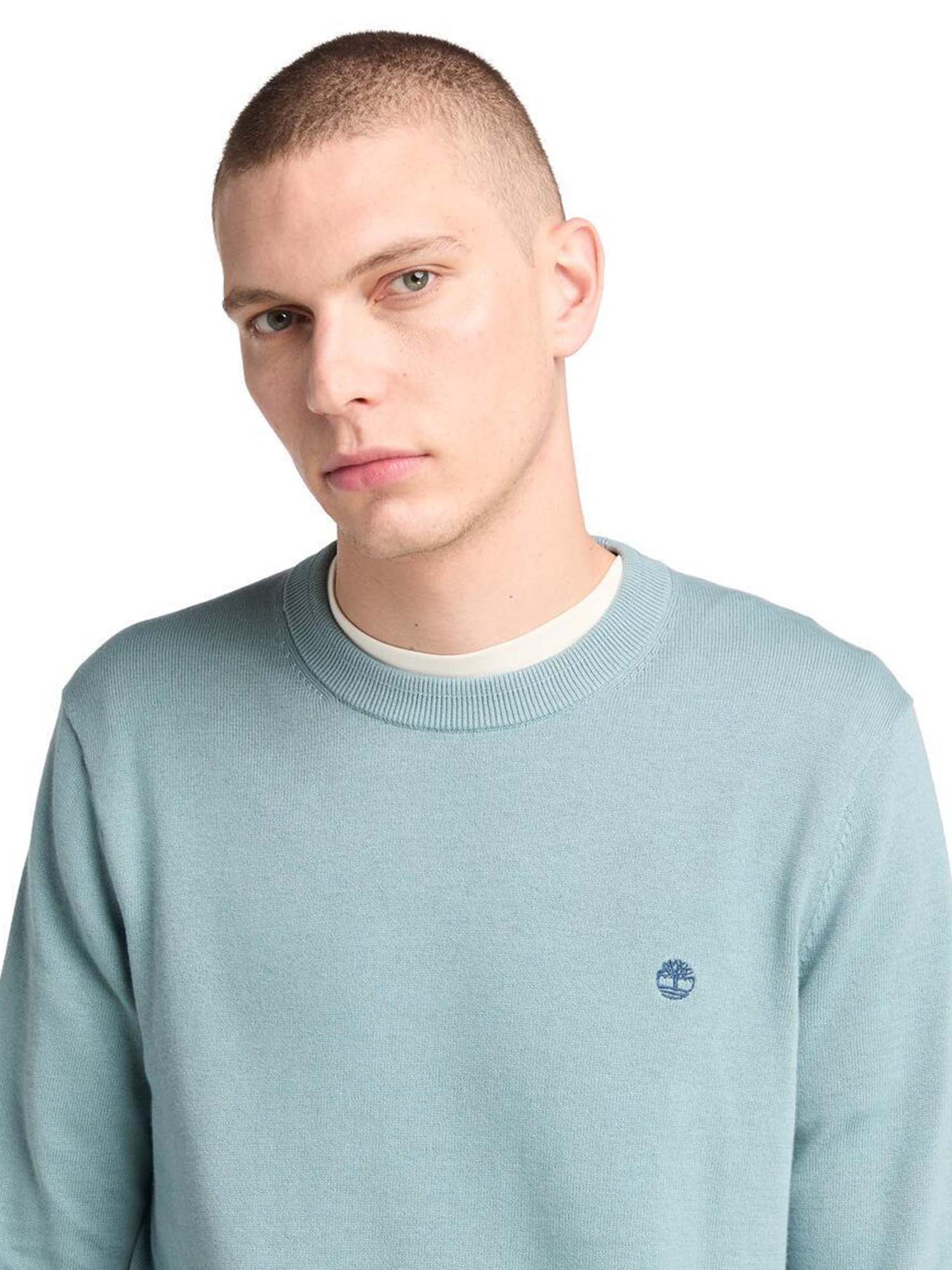 MAGLIA IN COTONE TINTO FILO TIMBERLAND UOMO AVIO