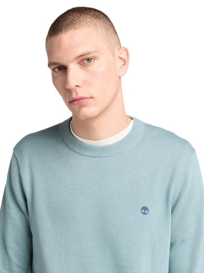 MAGLIA IN COTONE TINTO FILO TIMBERLAND UOMO AVIO