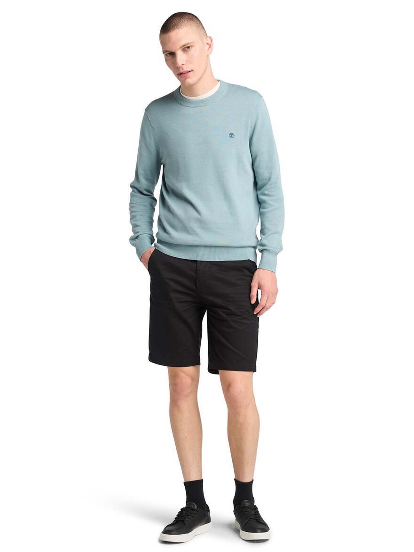 MAGLIA IN COTONE TINTO FILO TIMBERLAND UOMO AVIO