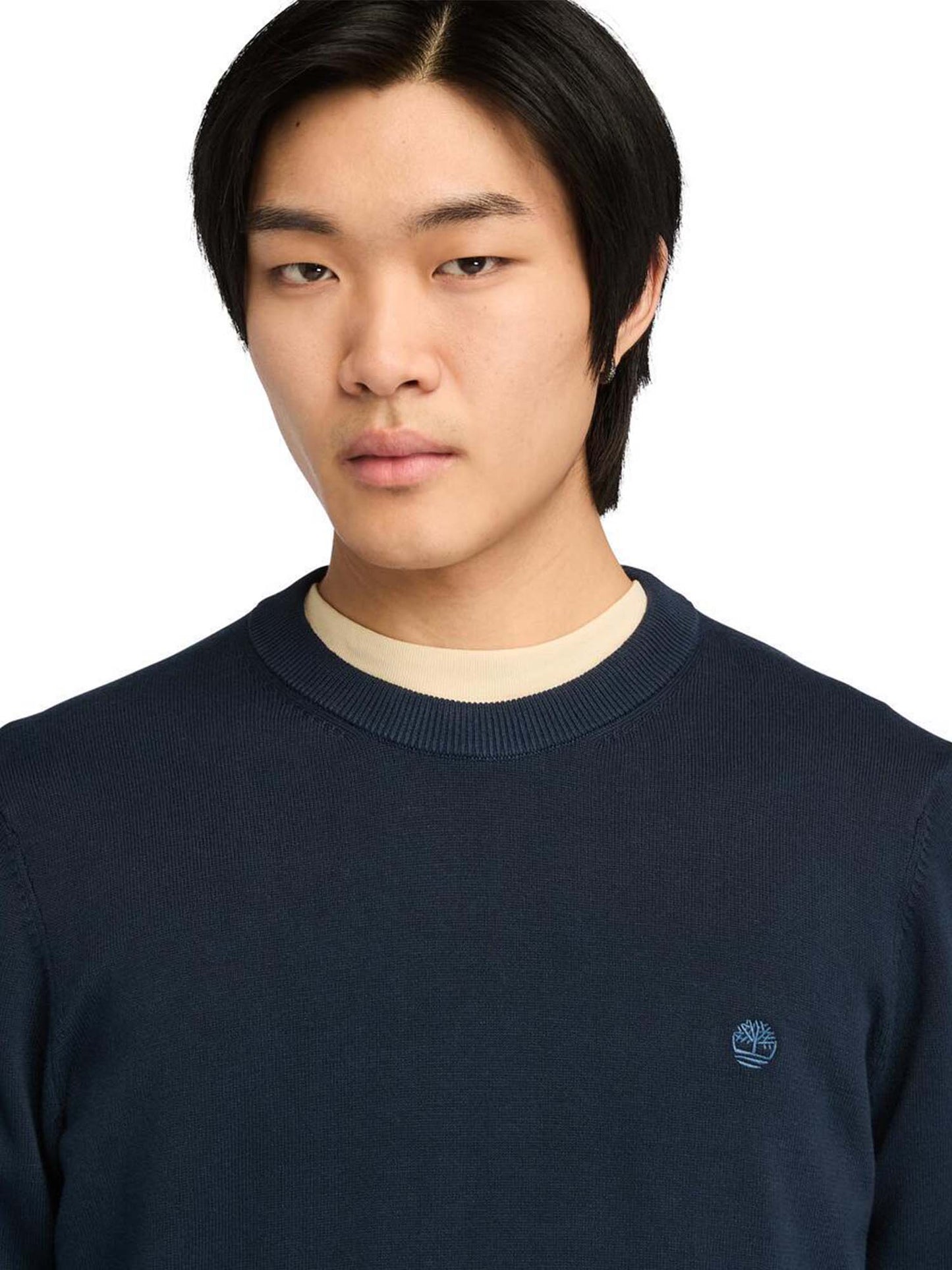 MAGLIA IN COTONE TINTO FILO TIMBERLAND UOMO BLU