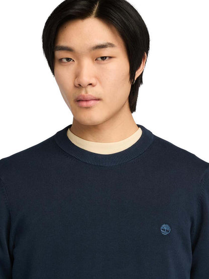 MAGLIA IN COTONE TINTO FILO TIMBERLAND UOMO BLU