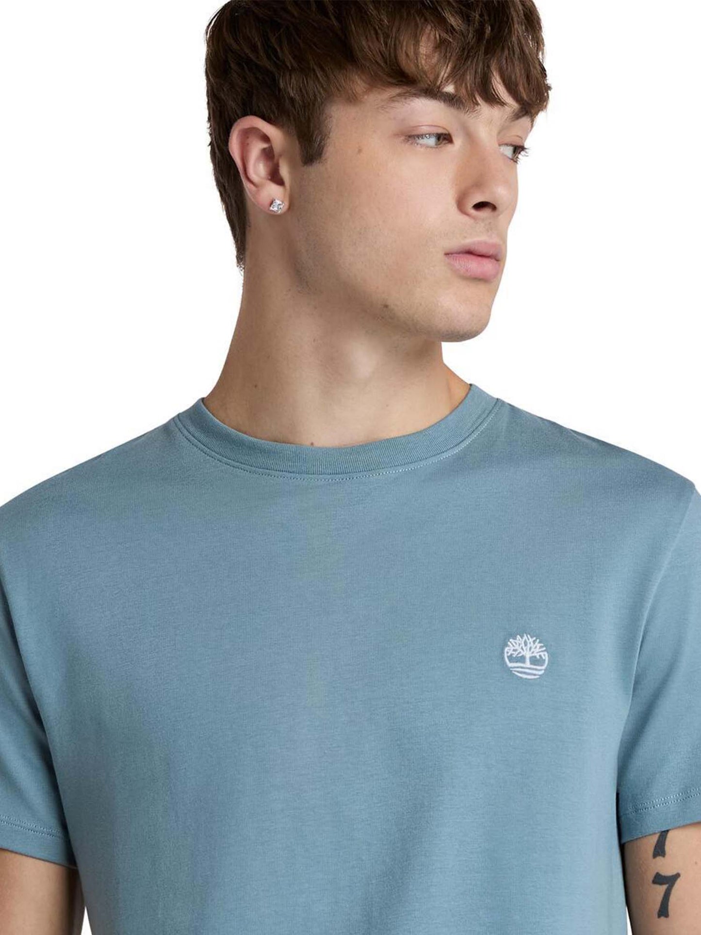 T-SHIRT LOGO PICCOLO RICAMATO TIMBERLAND UOMO AVIO