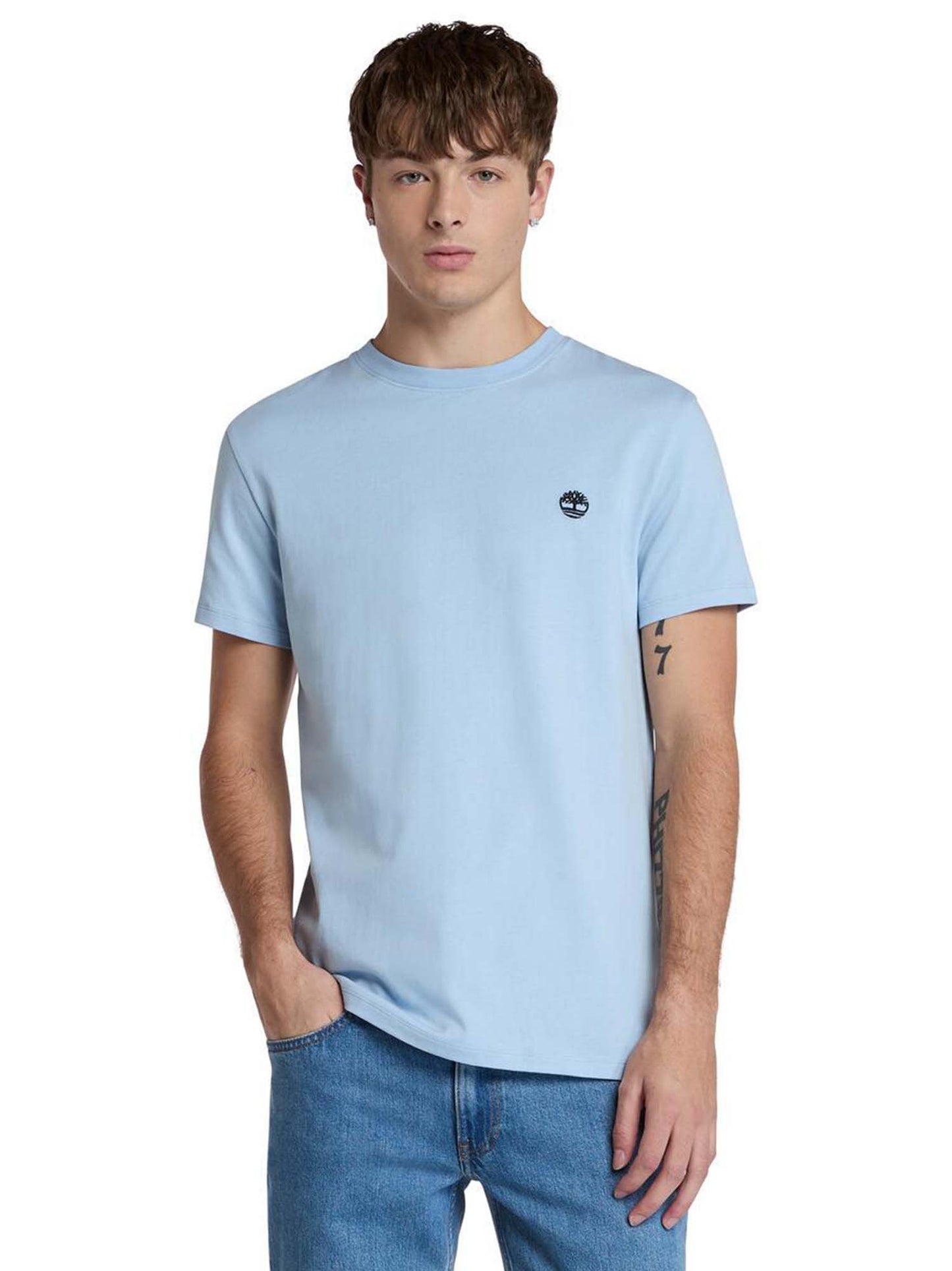 T-SHIRT LOGO PICCOLO RICAMATO TIMBERLAND UOMO CELESTE
