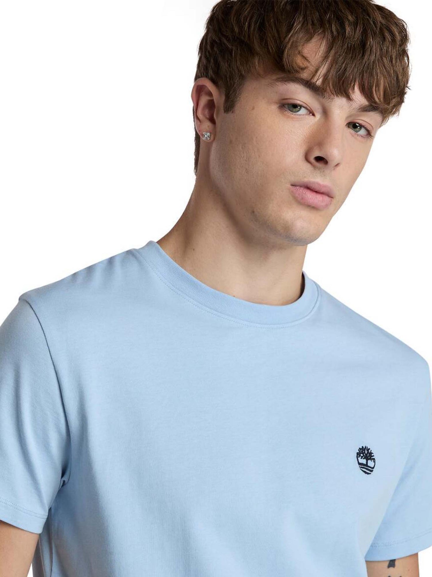 T-SHIRT LOGO PICCOLO RICAMATO TIMBERLAND UOMO CELESTE