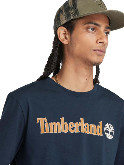 T-SHIRT CON LOGO LINEARE TIMBERLAND UOMO BLU