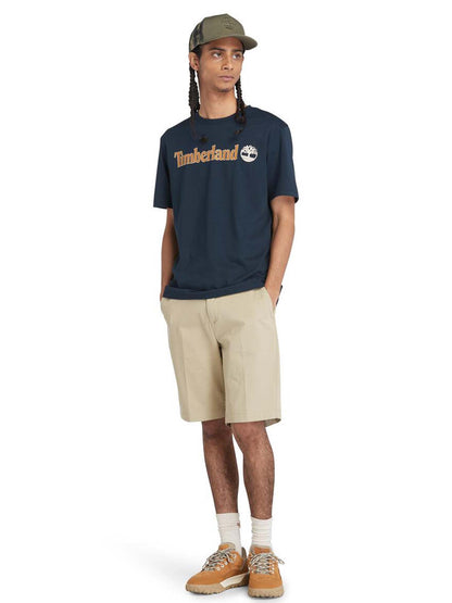 T-SHIRT CON LOGO LINEARE TIMBERLAND UOMO BLU