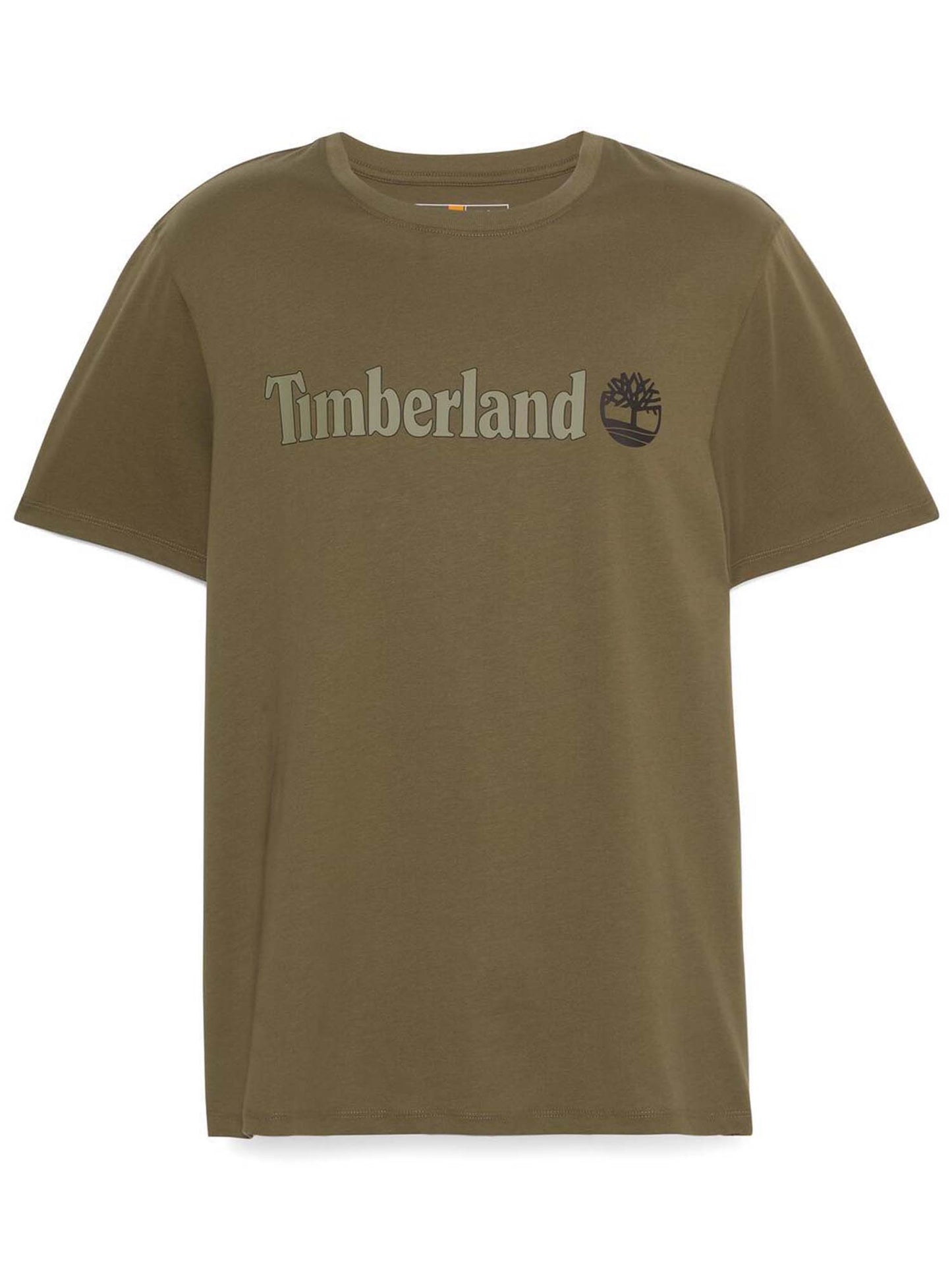 T-SHIRT CON LOGO LINEARE TIMBERLAND UOMO VERDE MILITARE