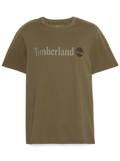 T-SHIRT CON LOGO LINEARE TIMBERLAND UOMO VERDE MILITARE