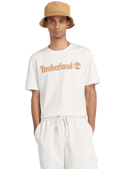 T-SHIRT CON LOGO LINEARE TIMBERLAND UOMO PANNA