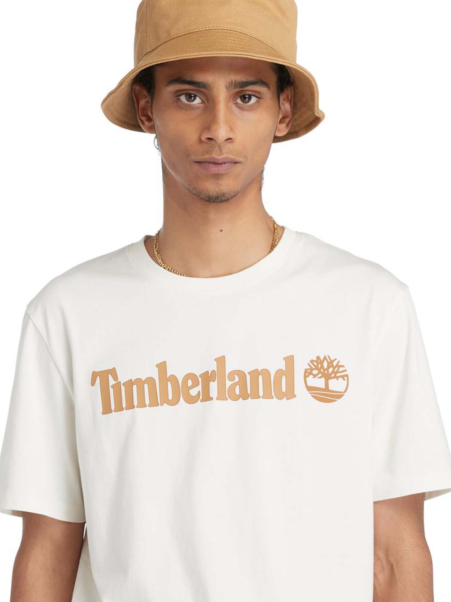 T-SHIRT CON LOGO LINEARE TIMBERLAND UOMO PANNA