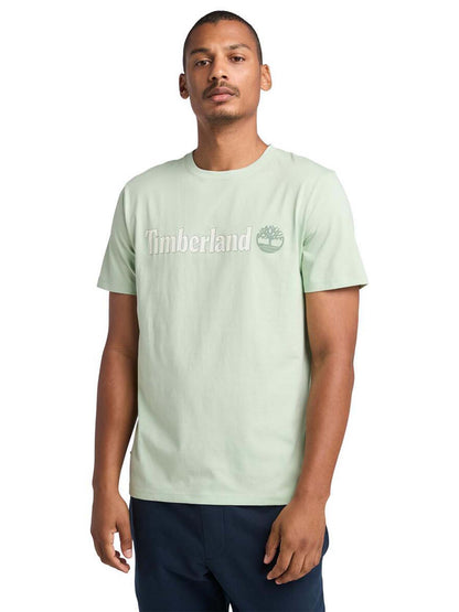 T-SHIRT CON LOGO LINEARE TIMBERLAND UOMO ACQUAMARINA