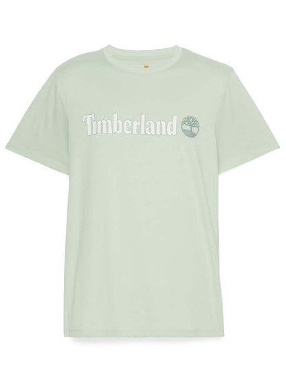 T-SHIRT CON LOGO LINEARE TIMBERLAND UOMO ACQUAMARINA