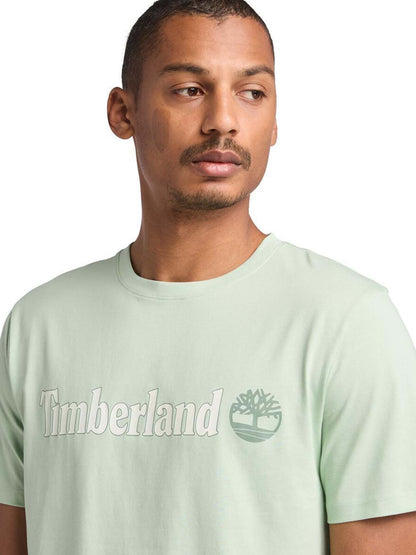 T-SHIRT CON LOGO LINEARE TIMBERLAND UOMO ACQUAMARINA