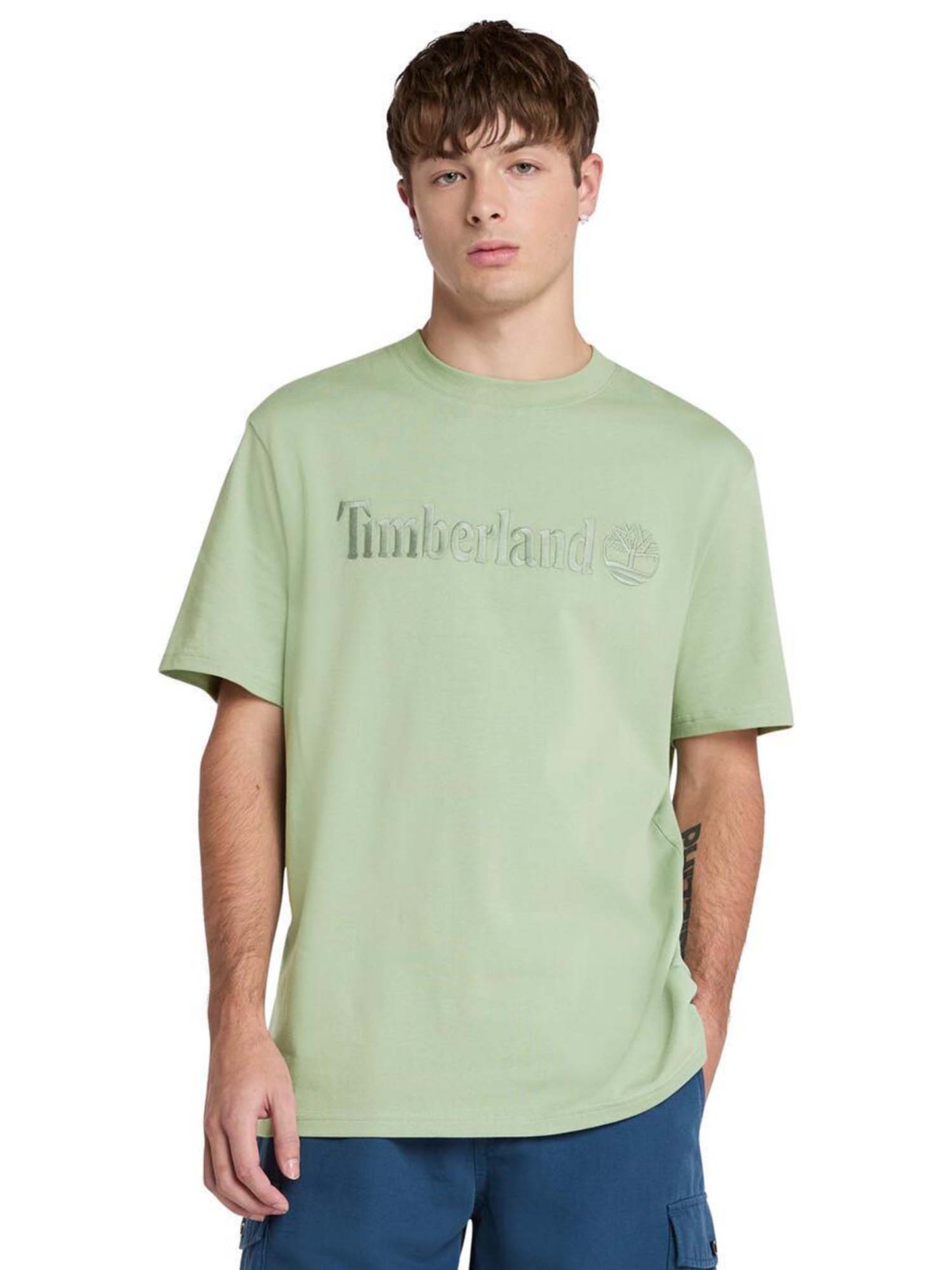 T-SHIRT LOGO RICAMATO TIMBERLAND UOMO VERDE