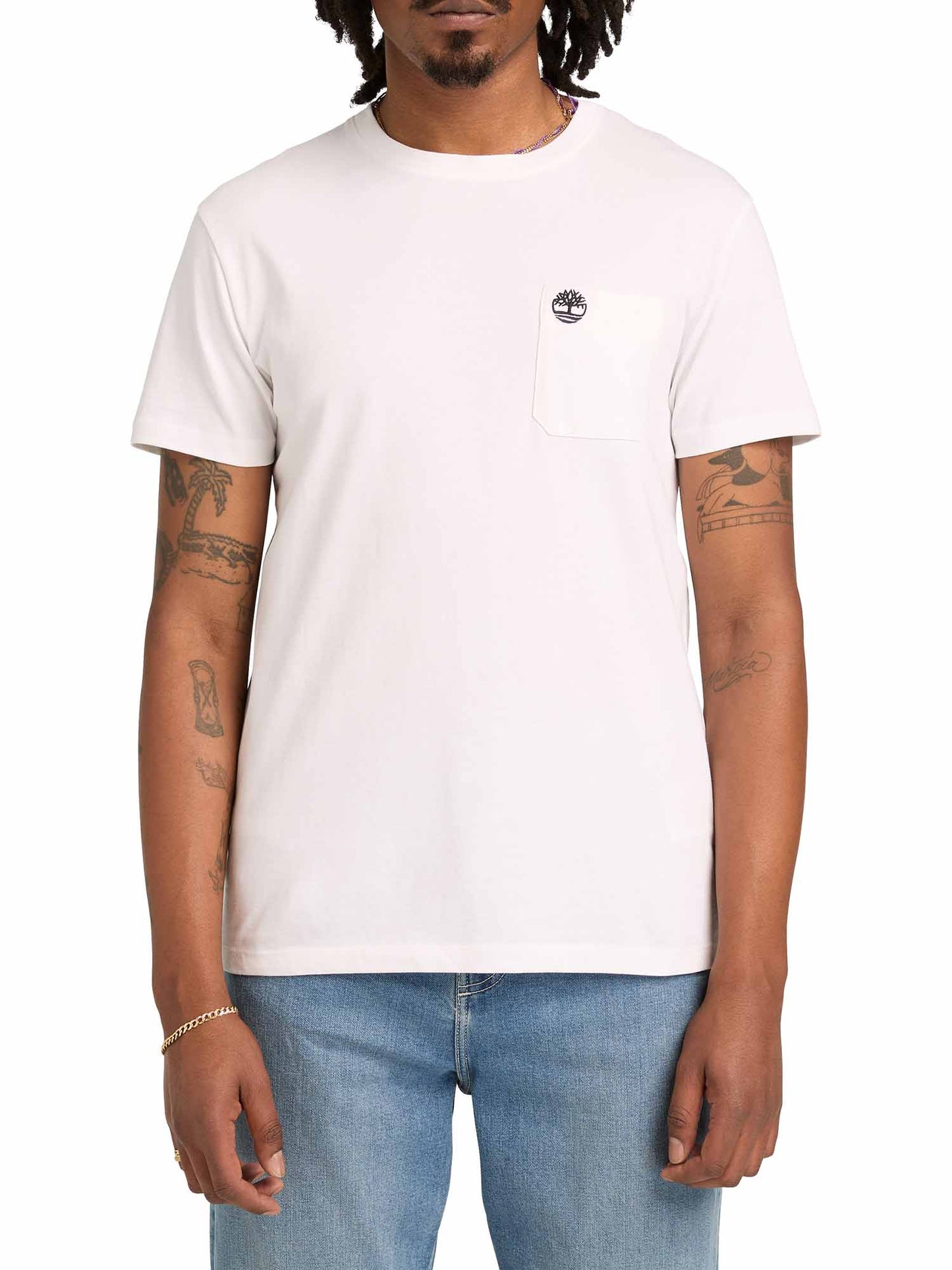 Timberland Dunstan River, t-shirt da uomo bianca con taschino