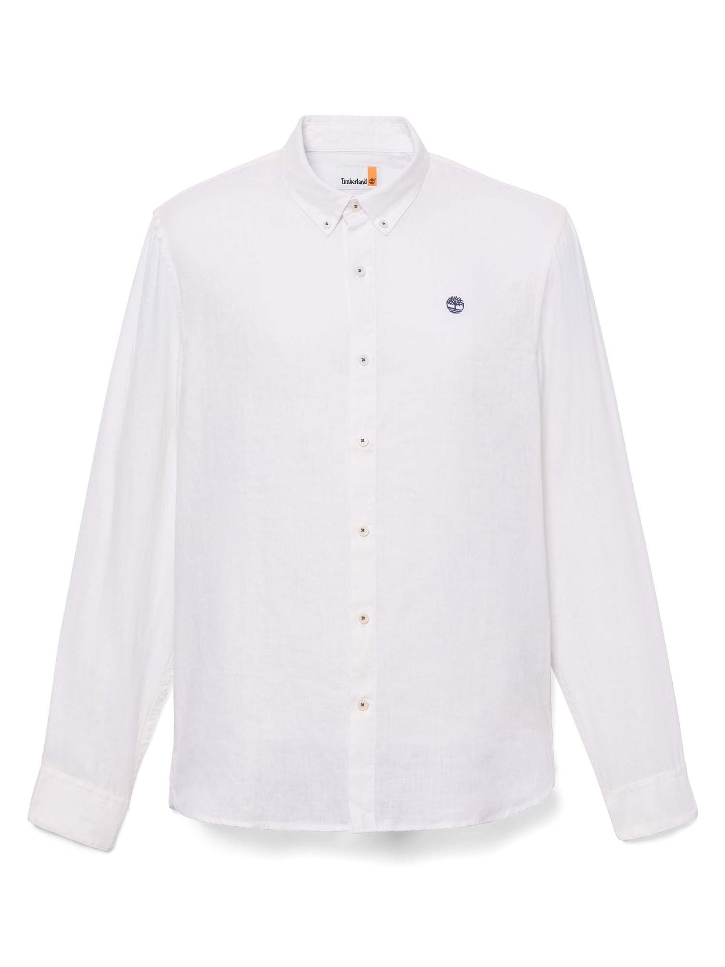 Camicia Timberland da uomo bianca in lino dal design casual