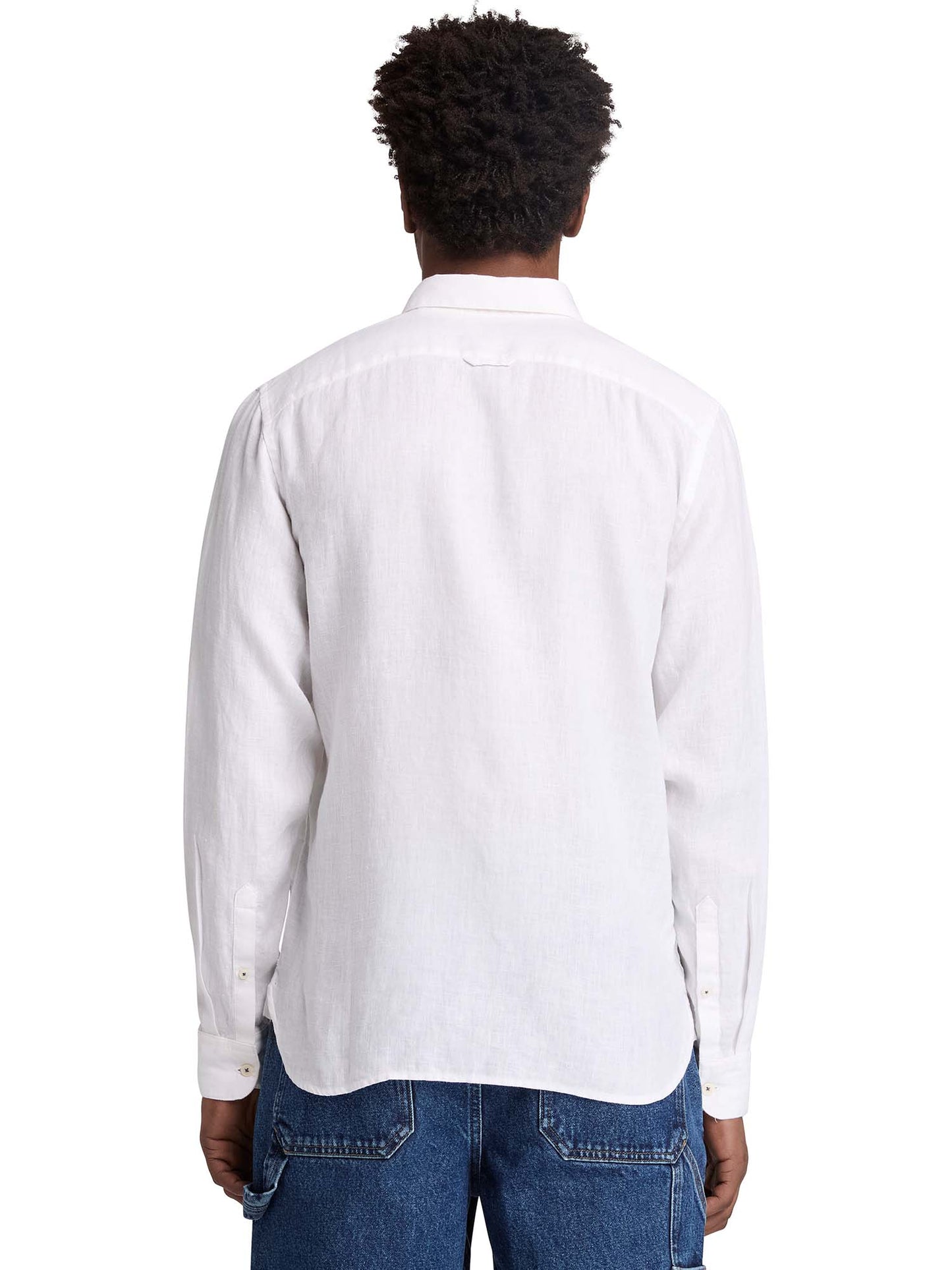 Camicia Timberland da uomo bianca in lino dal design casual