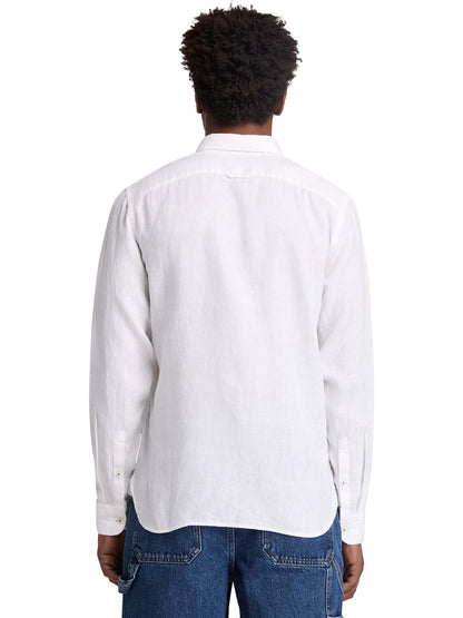 Camicia Timberland da uomo bianca in lino dal design casual