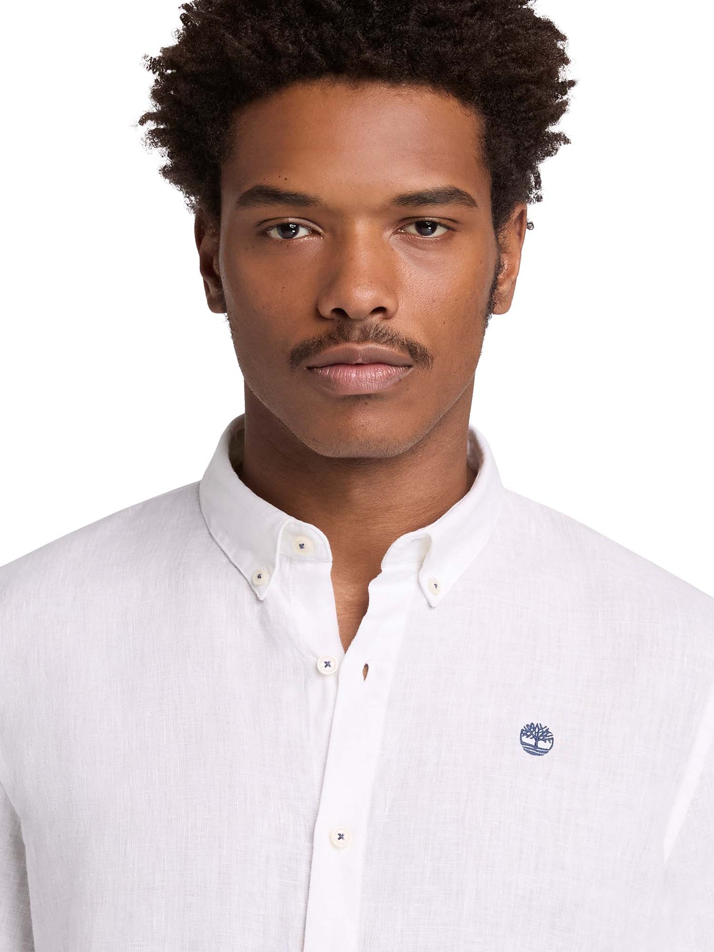 Camicia Timberland da uomo bianca in lino dal design casual