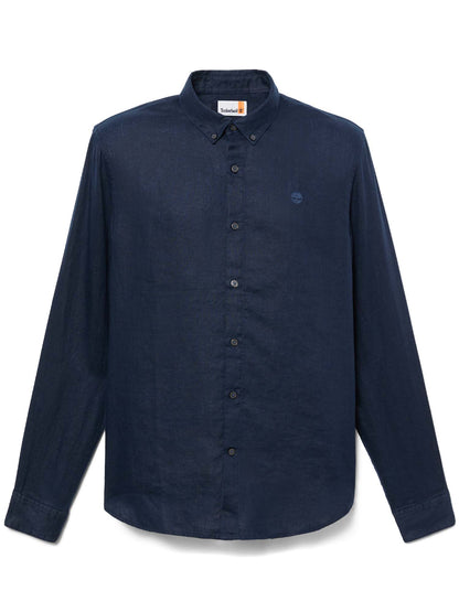 Camicia in lino blu da uomo Timberland, stile casual e raffinato