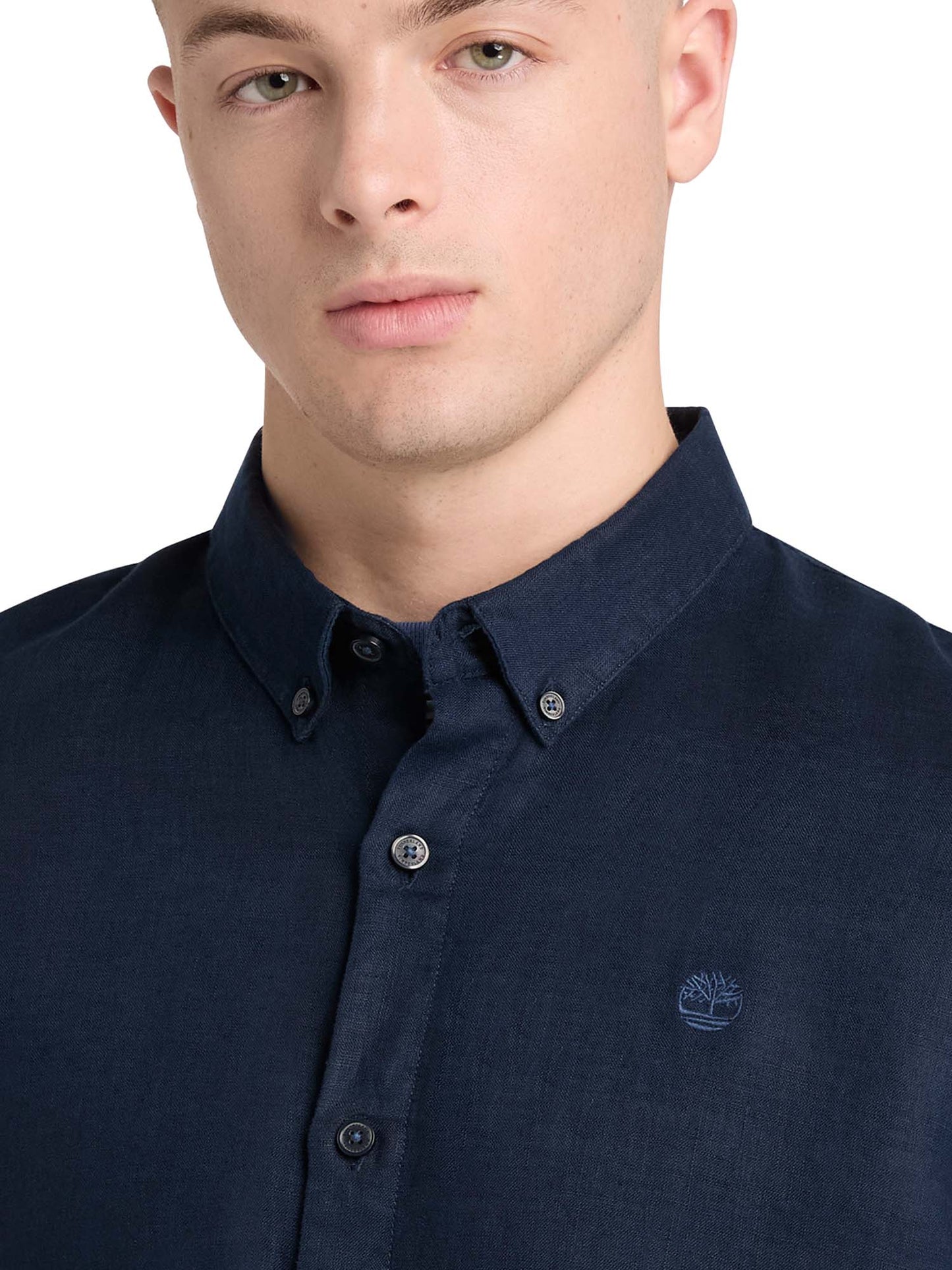 Camicia in lino blu da uomo Timberland, stile casual e raffinato