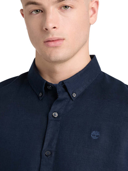 Camicia in lino blu da uomo Timberland, stile casual e raffinato