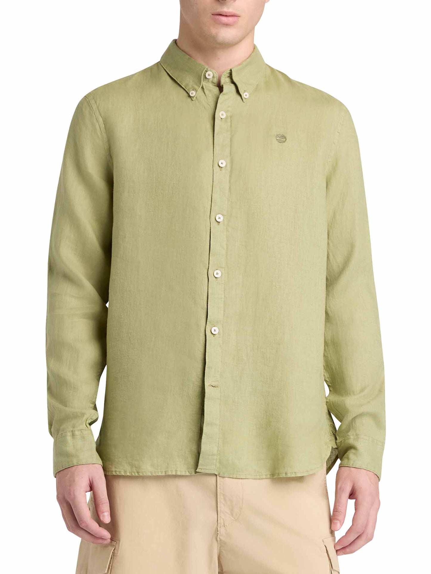 Timberland Mill Brook, camicia verde leggera in lino da uomo casual