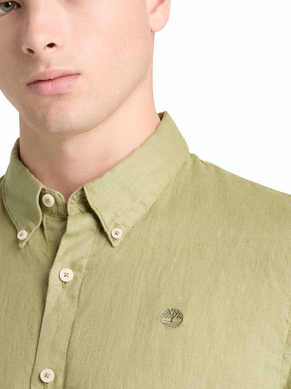 Timberland Mill Brook, camicia verde leggera in lino da uomo casual