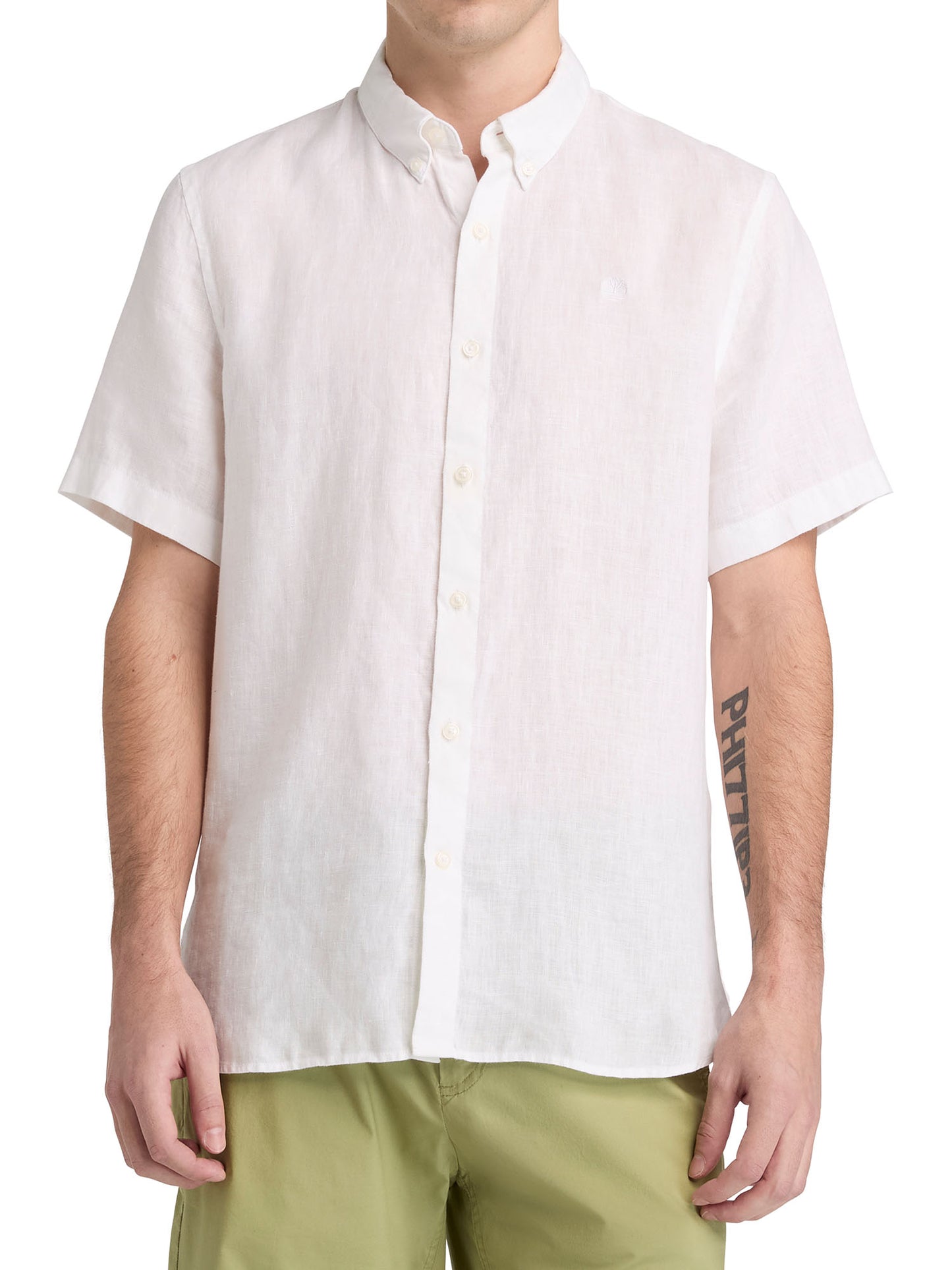 Camicia Timberland in lino bianca da uomo perfetta per la primavera-estate
