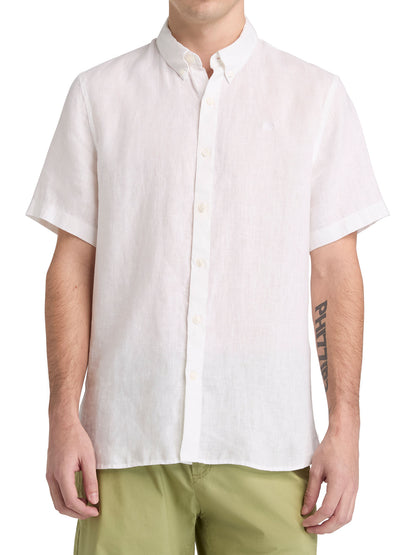 Camicia Timberland in lino bianca da uomo perfetta per la primavera-estate