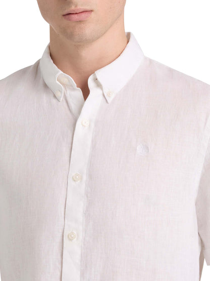 Camicia Timberland in lino bianca da uomo perfetta per la primavera-estate